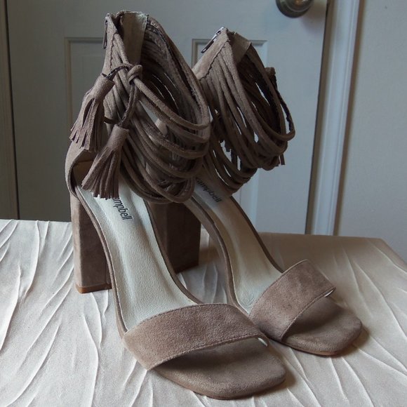 Jeffrey Campbell Formosa Taupe Suede Heels sz 8 - Picture 1 of 9